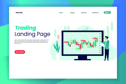 Trading landing poge banners vector