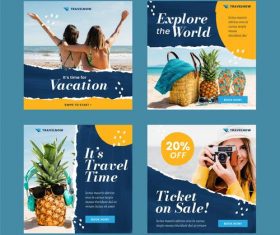 Travel instagram post template vector