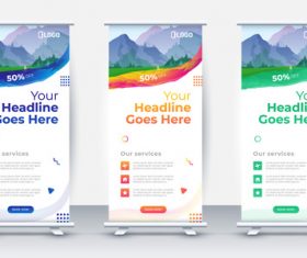 Travel poster roll up vector