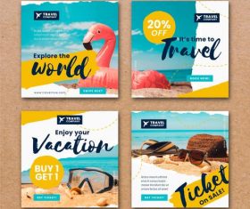 Travel sales instagram post template vector