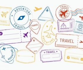 Travel stickers and badge set vector