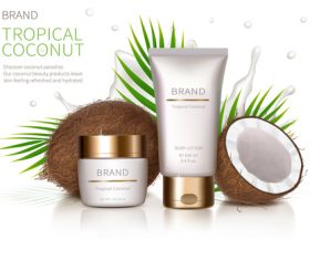 Tropical coconut cosmetic ads vector