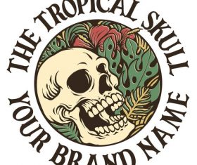 Tropical skull handrawn logo vector