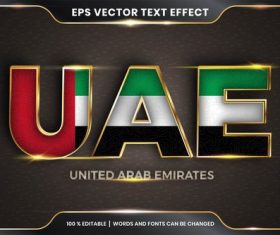 UAE country name editable font effect text vector