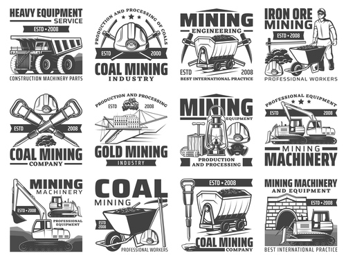 Vintage industrial emblems logos vector