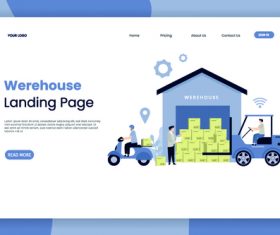 Warehouse landing page banners vector