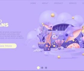 Watch online aquarium website page illustrations vector