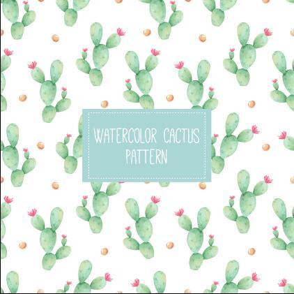 Watercolor cactus seamless pattern vector