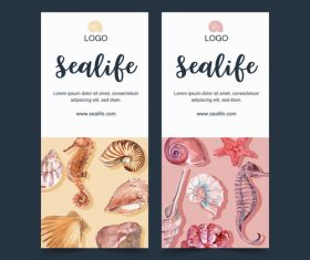 Watercolor sealife vector illustration
