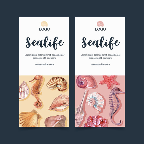 Watercolor sealife vector illustration