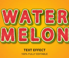 Watermelon editable effect font text illustration vector