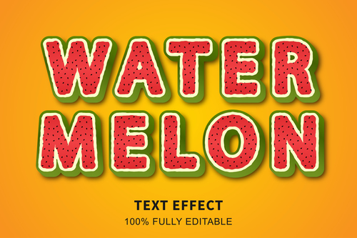 Watermelon editable effect font text illustration vector