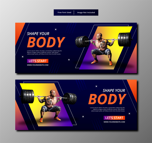 Weightlifting exercise banner vector