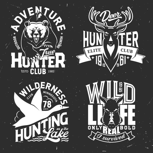 Wild animals emblems logos vector