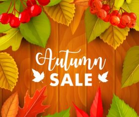 Wild fruits and leaves autumn sale poster vector