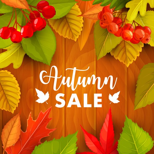 Wild fruits and leaves autumn sale poster vector