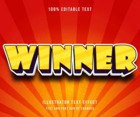 Winner editable font ffecte text vector