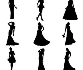 Woman silhouette vector in dress
