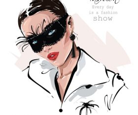 Woman wearing blindfold vector