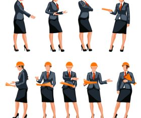 Women Wearing Safety Helmets Silhouette Vector