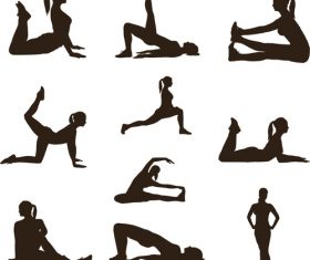 Women go yoga pose silhouette vector