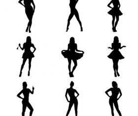 Women posing silhouette vector