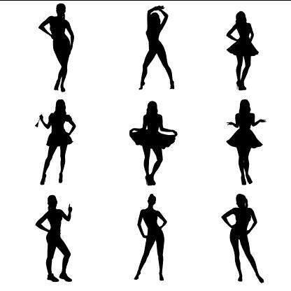 Women posing silhouette vector