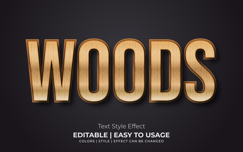 Woods editable font effect text illustration vector