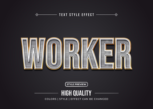 Worker editable font effect text illustration vector
