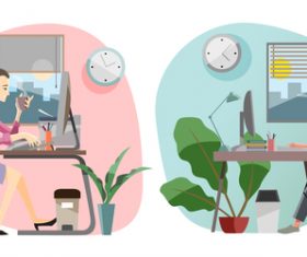 Working at home vector
