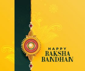 Yellow background Aksha bandhan greeting card vector
