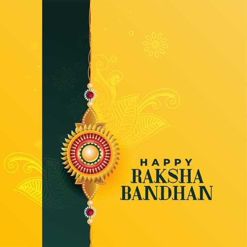 Yellow background Aksha bandhan greeting card vector