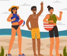 Young people on the beach vector