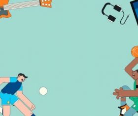 Youth characters on green banner vector