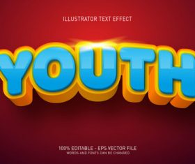 Youth editable font effect text vector