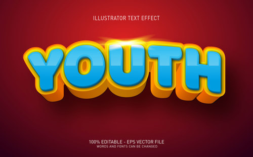 Youth editable font effect text vector