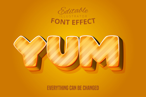 Yum editable font effect text illustration vector