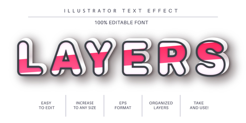 layers editable font effect text vector