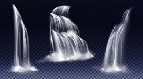 3 sets of waterfalls background vector