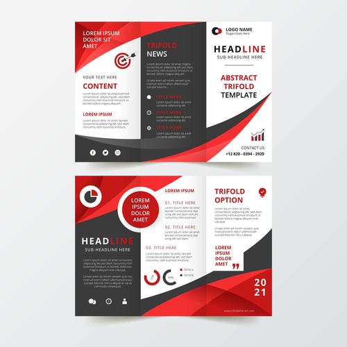 Abstract trifold business flyer design vector