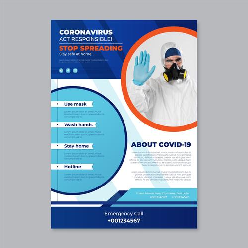 Act pesponsible COVID-19 flyer vector