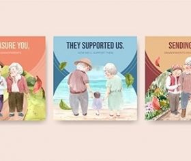 Ads Template with National Grandparents Day vector