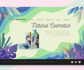 All natural cosmetics landing page vector