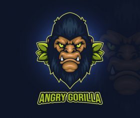 Angry gorilla emblem gaming vector