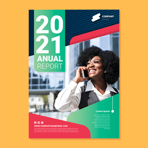 Annual report cover flyer vector