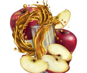 Apple and apple juice realistic illustration vector