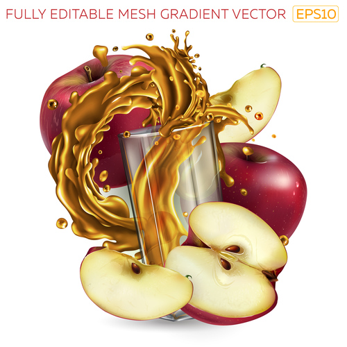 Apple and apple juice realistic illustration vector