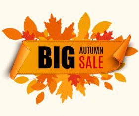 Autumn leaves banner big sale vector