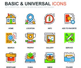 Basic universal icons set vector