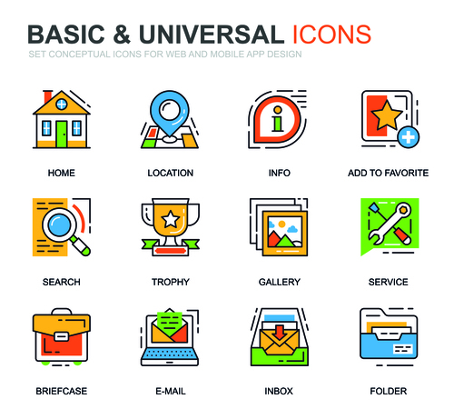 Basic universal icons set vector